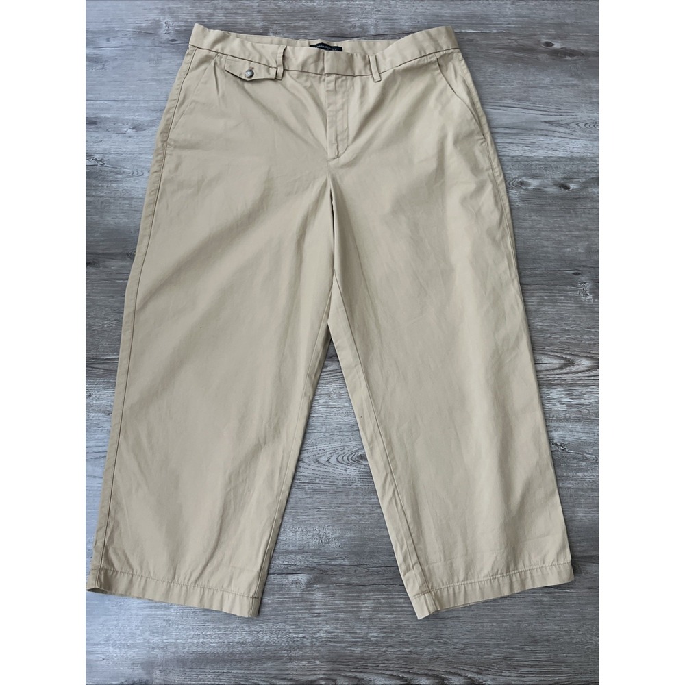 Banana Republic Loose Crop Chino Pants Lightweight Poplin Womens 14 Petite New